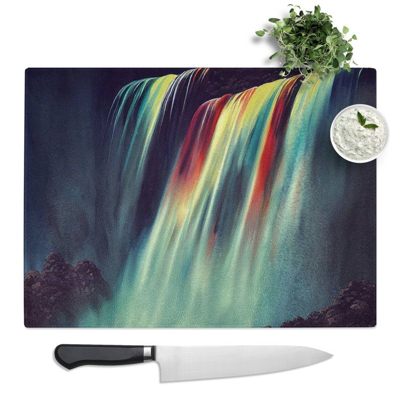 Colourful Waterfall (1)  Glass Chopping Board