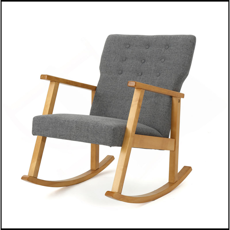 Chaise berçante rembourrée en tissu gris