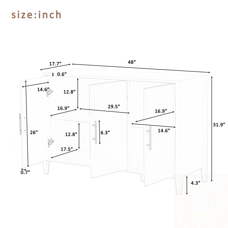 Armoire décorative avec deux espaces de rangement et poignées en métal, Noir