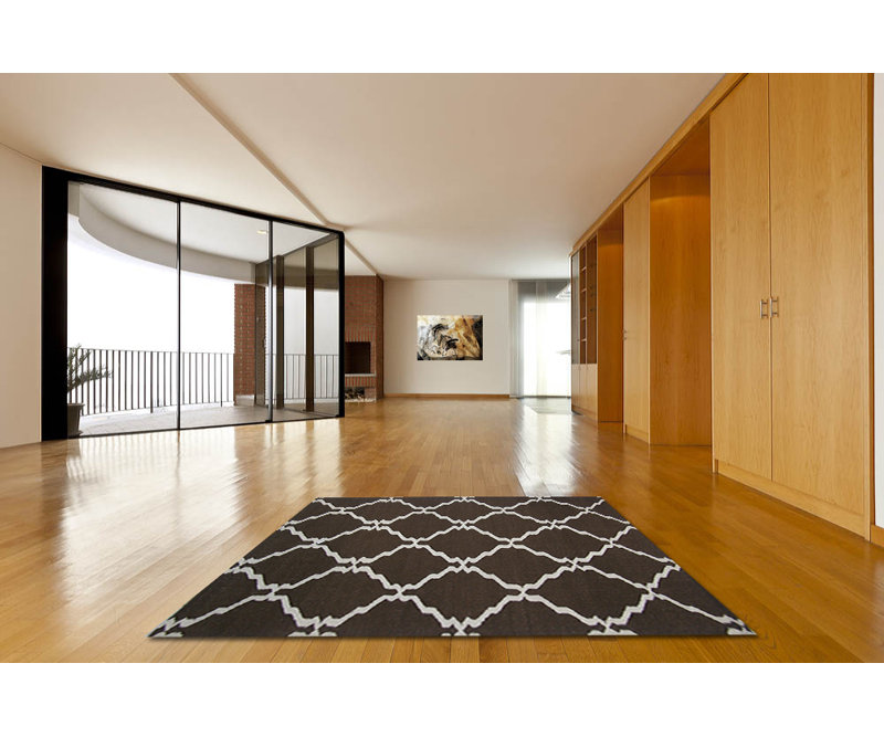 Tapis décoratif en laine tissé à la main brun/crème Buster, Rectangle de 5 pi x 8 pi