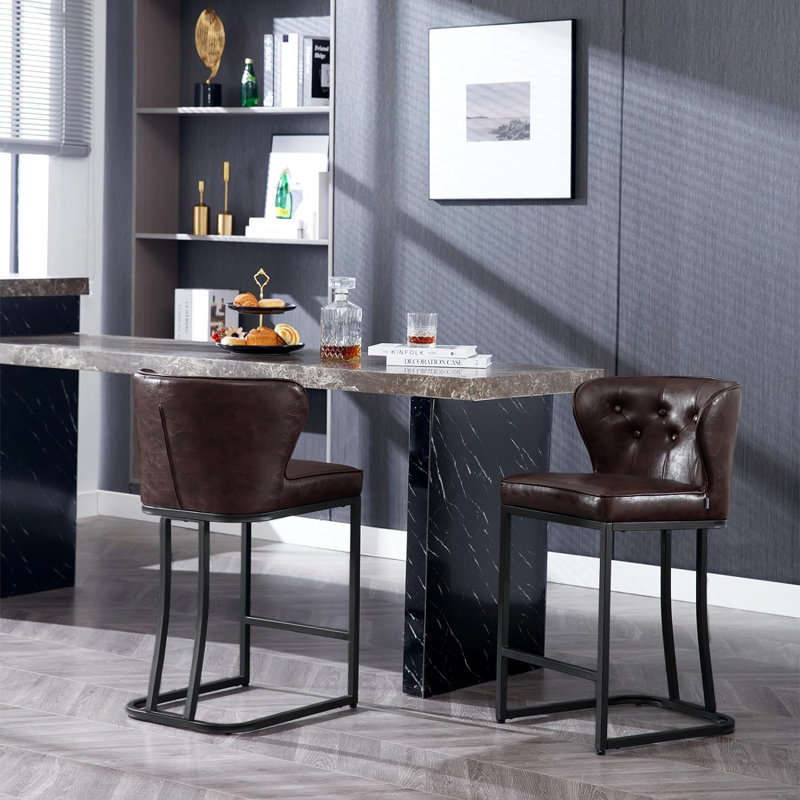 Aayran Upholstered Counter Stool, Dark Brown