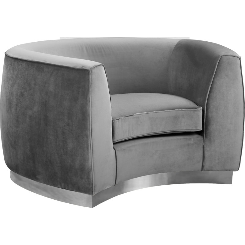 Breccan Velvet Armchair, Gray Velvet, Silver