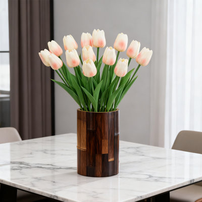 20 Pieces Artificial Tulip Bouquet, 13.4" Real Touch Simulation PU Tulip Stems,, For Wedding Flower Arrangements, Spring Bouquets, Mother's Day Table Centerpieces, Champagne Color