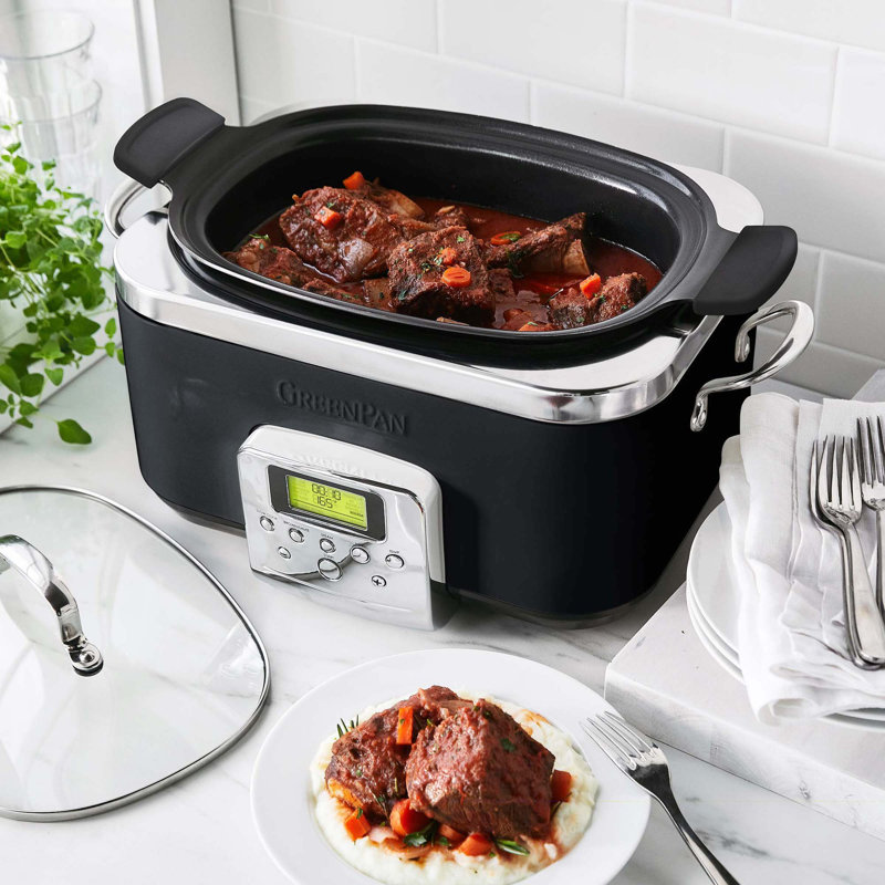 GreenPan Elite Ceramic Nonstick 6-Quart Slow Cooker, Black
