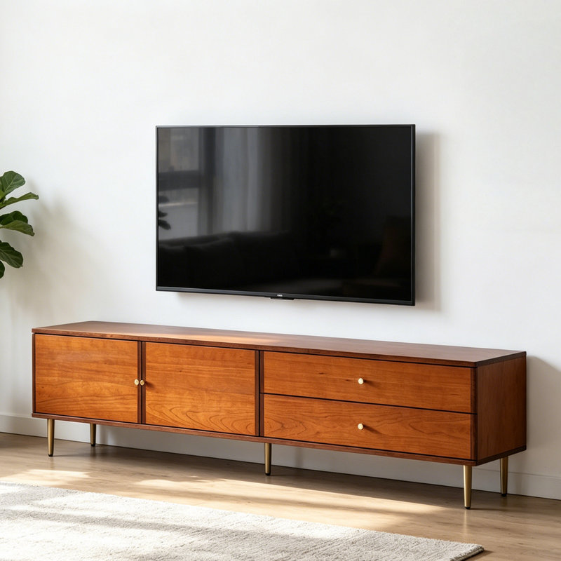 Meuble télé rétro et simple, H 20,08 po x L 86,61 po x l 15,75 po
