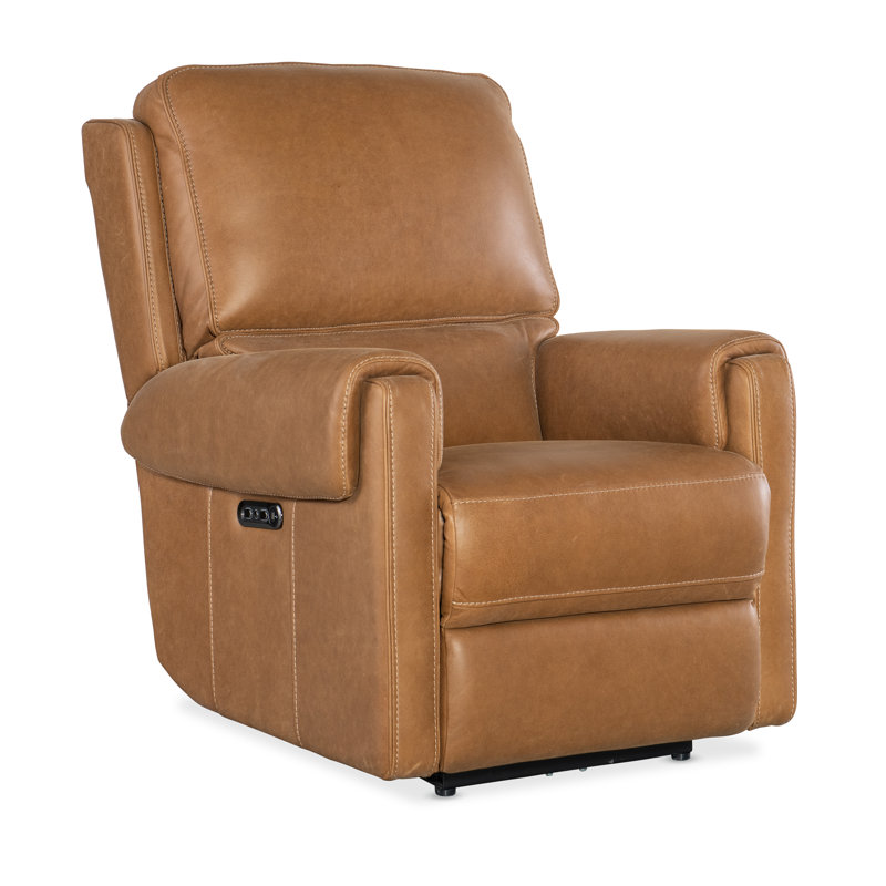 Somers Power Recliner with Power Headrest, Denver Coffee Genuine Leather