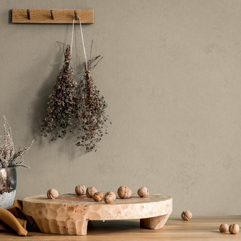 Terra Collection Plaster Effect Wallpaper Roll, Brown