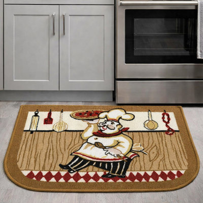 Tapis de cuisine beige lavable avec envers antidérapant 30 po x 18 po