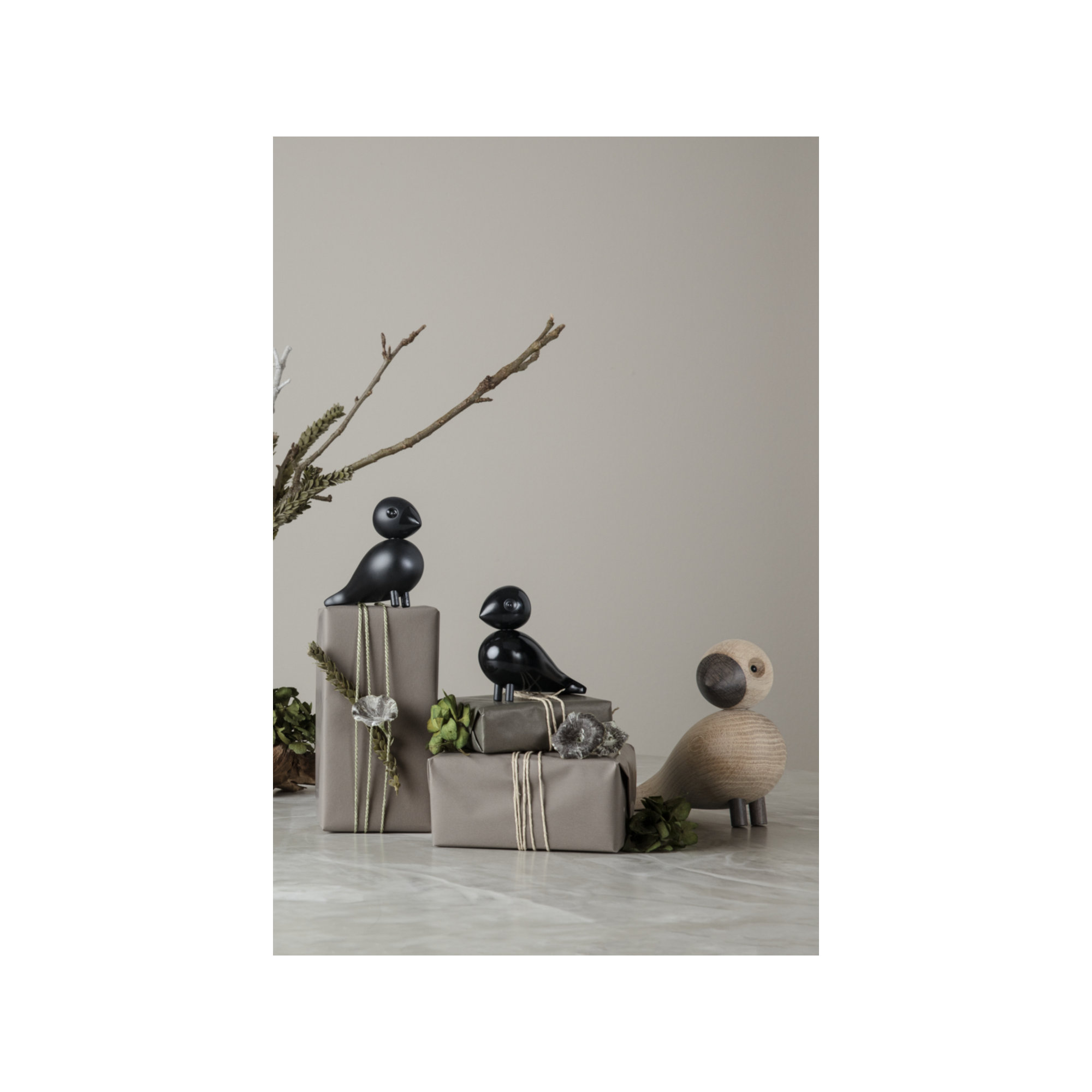 Kay Bojesen Songbird, 1, 6.1" H x 6.3" W x 3.1" D, Oak/Smoked Oak