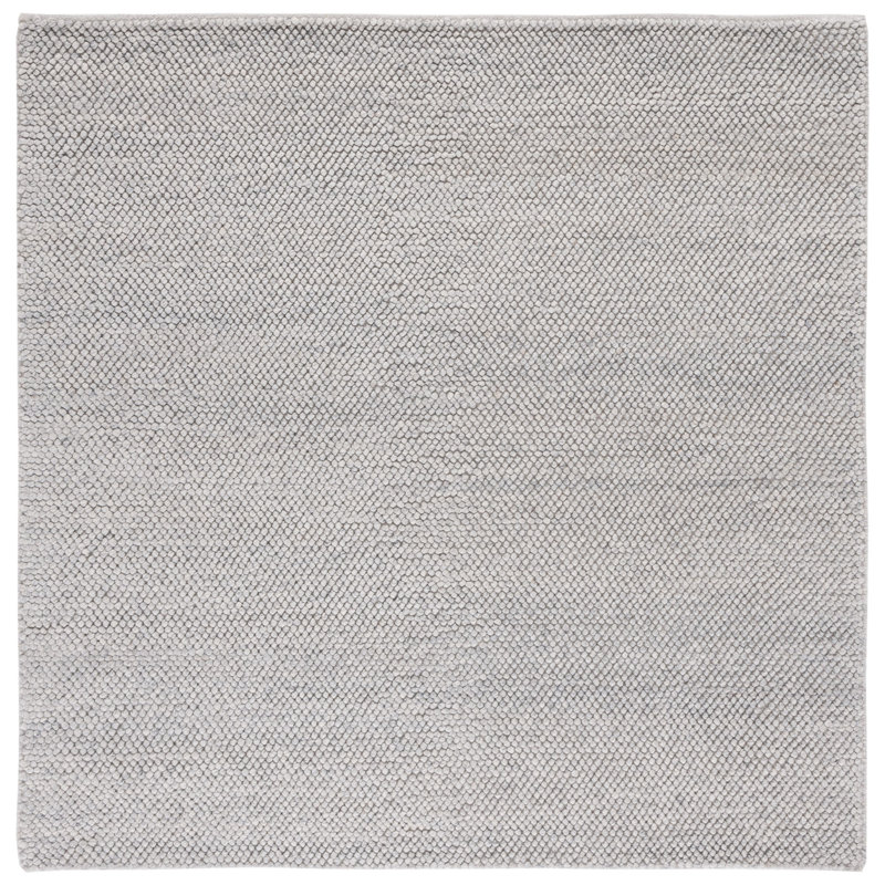 Almus Handmade Tufted Wool Silver Area Rug, Square 4'