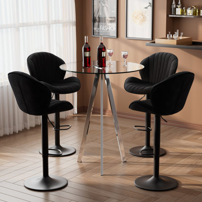 Table de pub ronde et 2 à 4 tabourets de bar réglables à 360 °