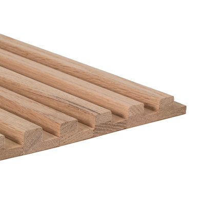3/4 in. T x 1 ft. x 8 ft. Red Oak Unfinished Wood Square Edge 1-1/2 in. Fluted Slat Flexible Tambour Decorative Wall Paneling