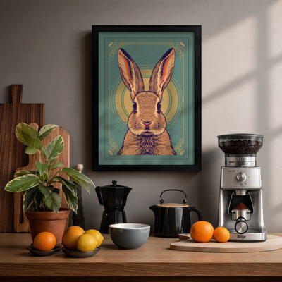 Gilt Rabbit Portrait Art Deco - Framed Print