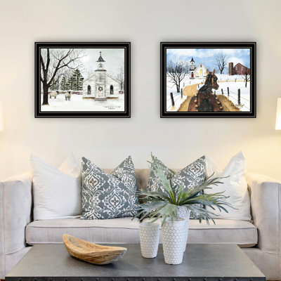 Bring Life To Your Walls With Decor 4U Wall Art - 2 Bells Ring Black Framed For Living Room & Bedroom Inspire Home