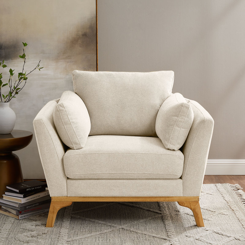 Lodell Upholstered Armchair, Smoke White Polyester Twill