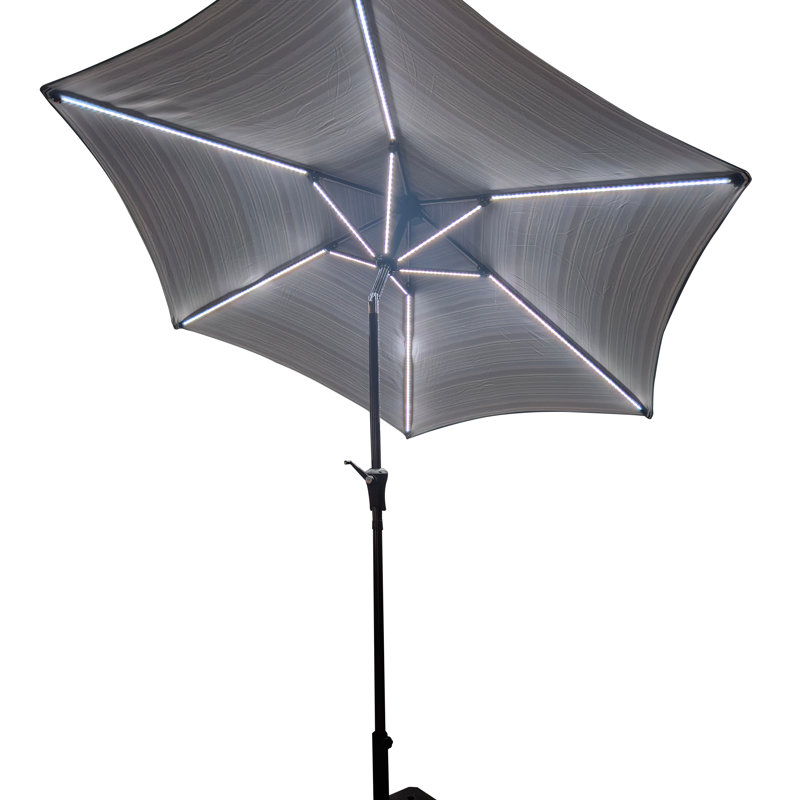 PARAPLUIE 9 PIEDS AVEC RAYURES, Rayures bleu clair