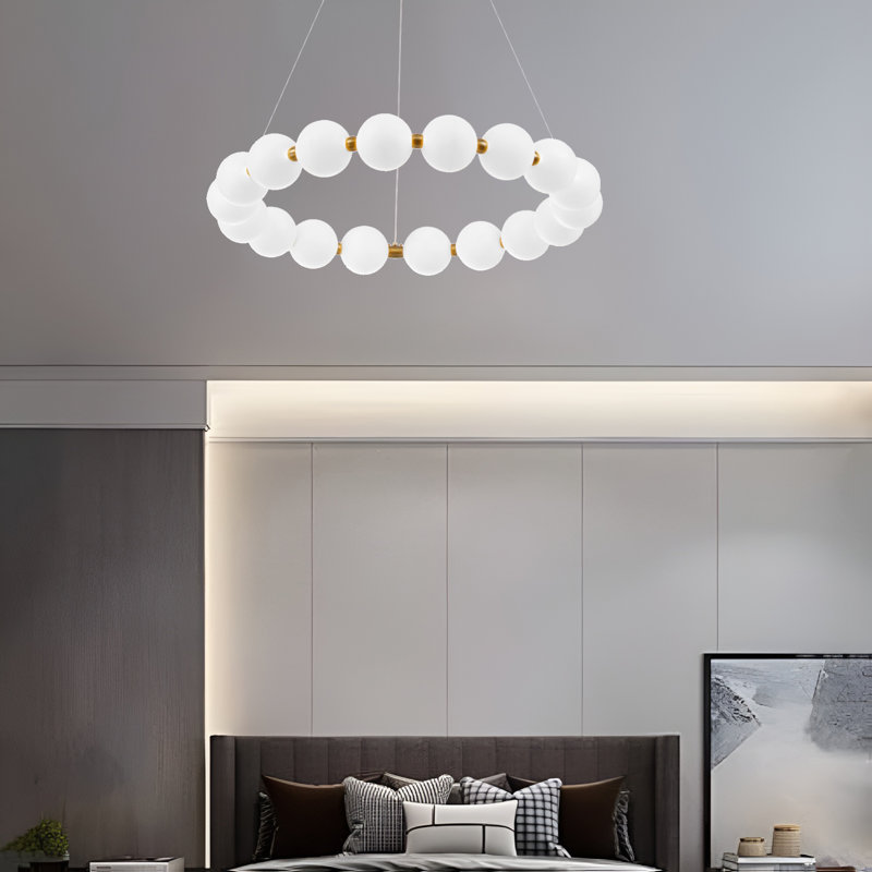Harmehar 29" Wide Acrylic Circular Ring Orbit LED Integrated Chandelier, 28.7" H x 28.7" W x 28.7" D, White