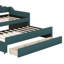 Lit de jour simple rembourré avec lit gigogne et trois tiroirs, canapé-lit, base de lit en bois avec accoudoirs inclinés, aucun sommier nécessaire-1404797765