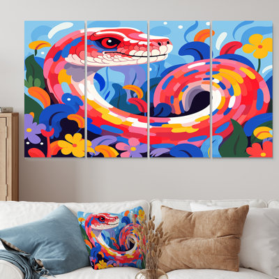 Popart Snakes Grace - ensemble d'art mural 4 pièces Snake