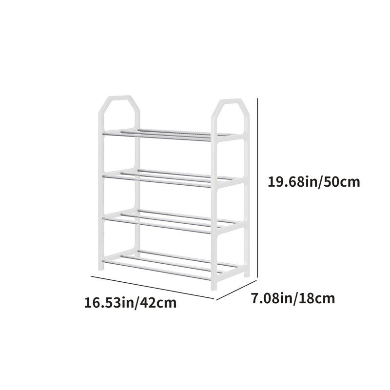 Shoe Rack Shoe Rack Storage Organizer With 4 Tiers Metal Shelves For Bedroom Closet Entry Dorm Room, White,Black,Pink