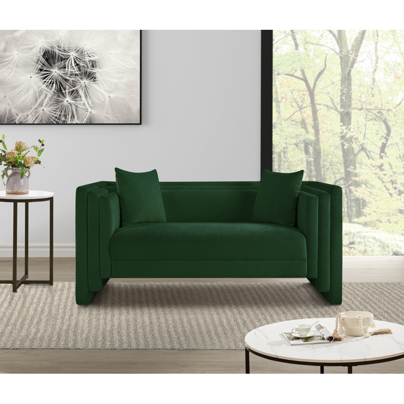 Everett Chenille Fabric Loveseat, Green Chenille Fabric