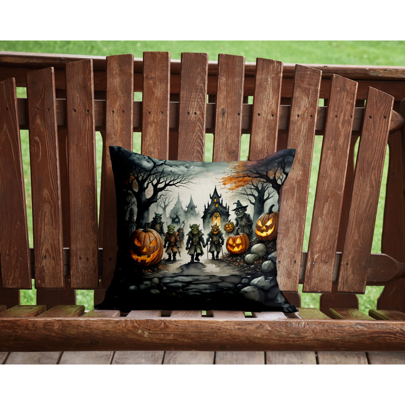 Coussin décoratif intérieur / extérieur en polyester More / Spooky More Spooky Halloween, 14 po x 14 po