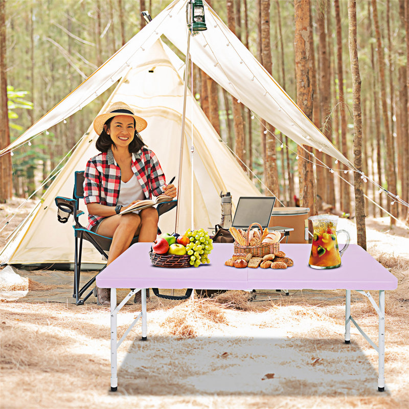 Table de camping portable pliante, Mauve clair
