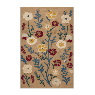Tapis botanique brun lavable à la machine