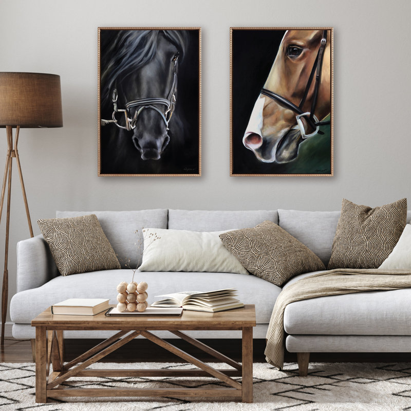 «Chestnut Horse» par Mary Sparrow, reproduction d'art sur toile encadrée