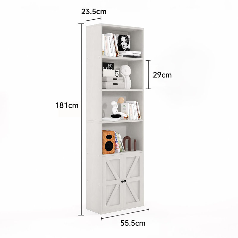 181cm H x 55.5cm W Standard Bookcase, White