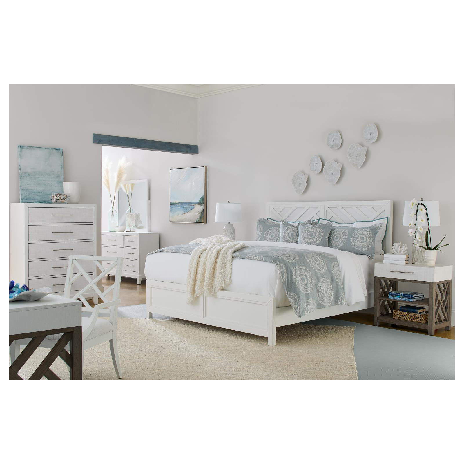 Staycation Woven Bench, White