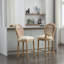 2 pièces, tabourets de bar en bois massif, revêtement beige, dossier, pour 2 chaises de comptoir, beige, cuisine