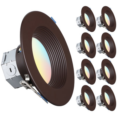 6" 5CCT LED Canless Recessed Light with J-Box, Colour Temperature Selectable Deep Baffle Trim