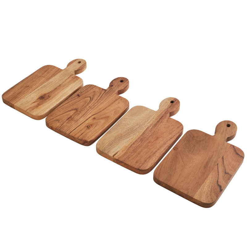 Natural Acacia Wood Rectangular Serving Boards, Set of Four