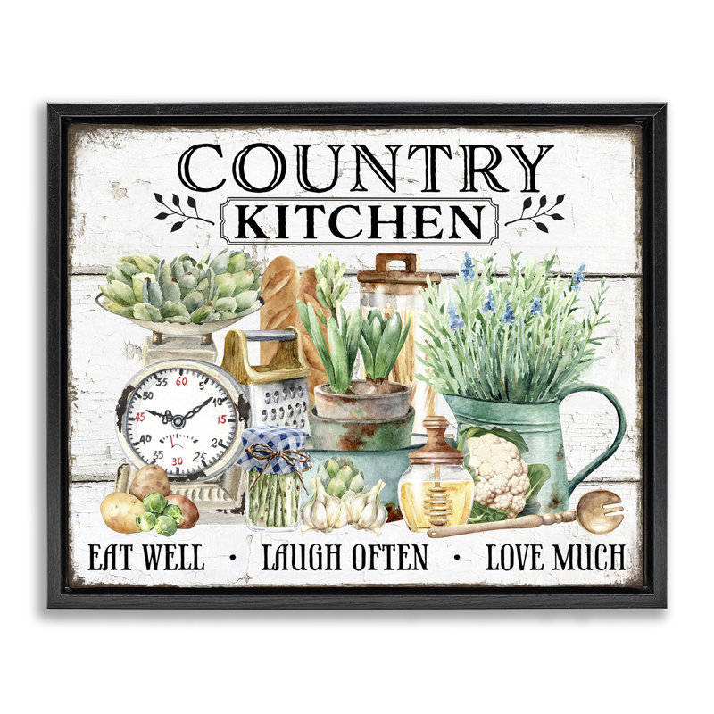  "Country Kitchen Still Life", art mural encadré sur toile flottante par Creatif Belle, H 17 po x l 21 po