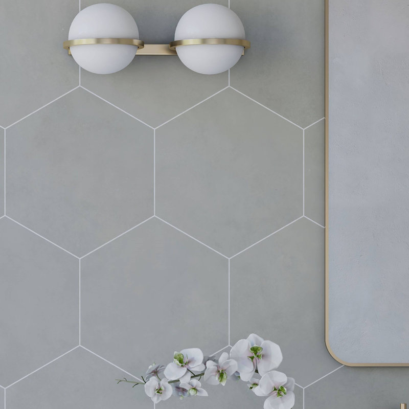 Honeycomb 9in.x10in. Hexagon Porcelain Tile, Gray Matte