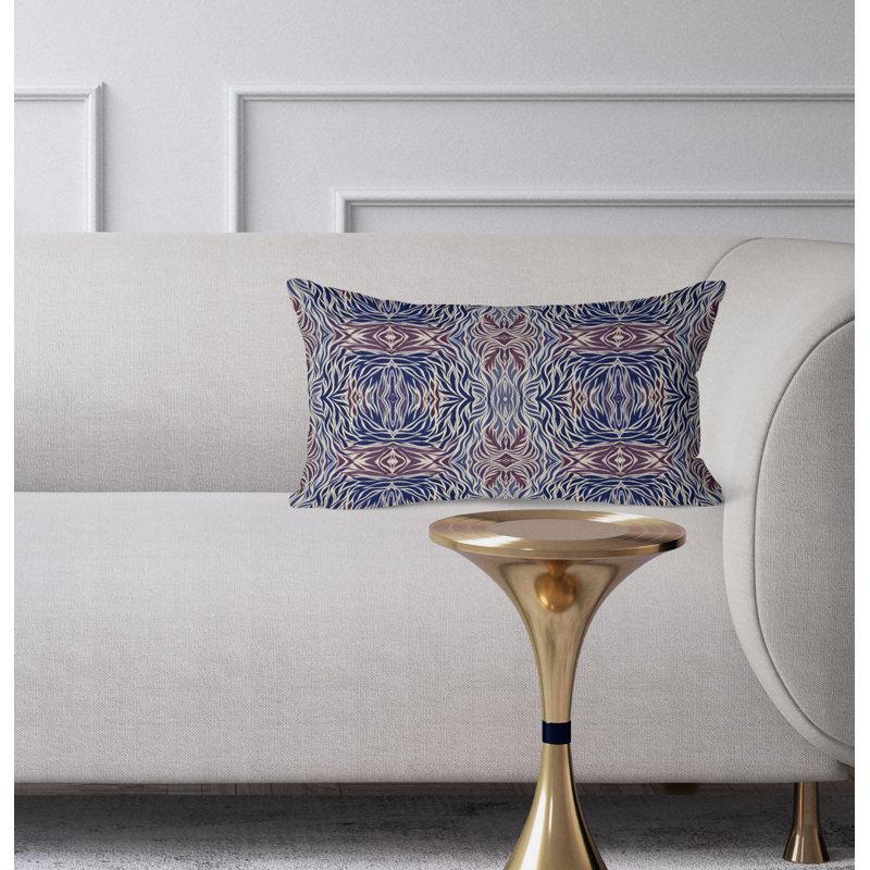 Coussin Leafy, Bleu / mauve
