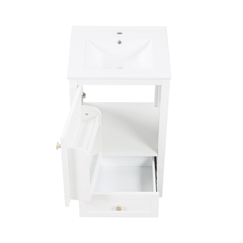 Meuble-lavabo de 20 po avec lavabo à ouverture à gauche et un tiroir, Blanc