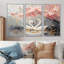 Ensemble de salon art mural cygne rose et or Love Under Cherry Blossom II-107201527-107201529