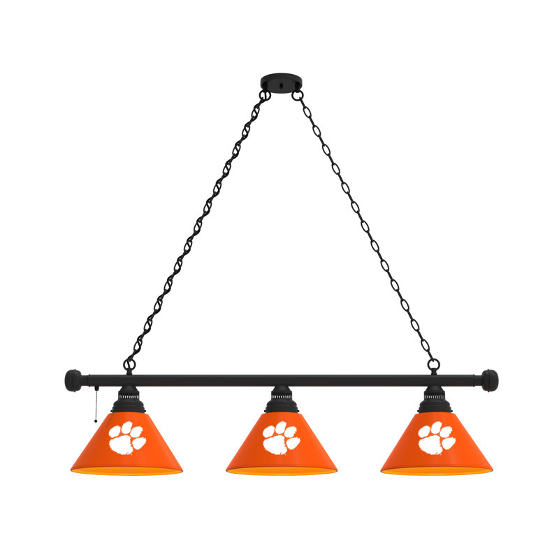 3 - Light Pool Table Lights Pendant, Black, Clemson Tigers