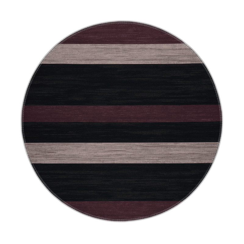 Tapis intérieur / extérieur noir HorizontalStripes, Rond 5 pi