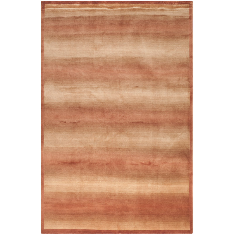 Hand-Knotted Silk/Wool Rust Area Rug, Rectangle 8' x 10'