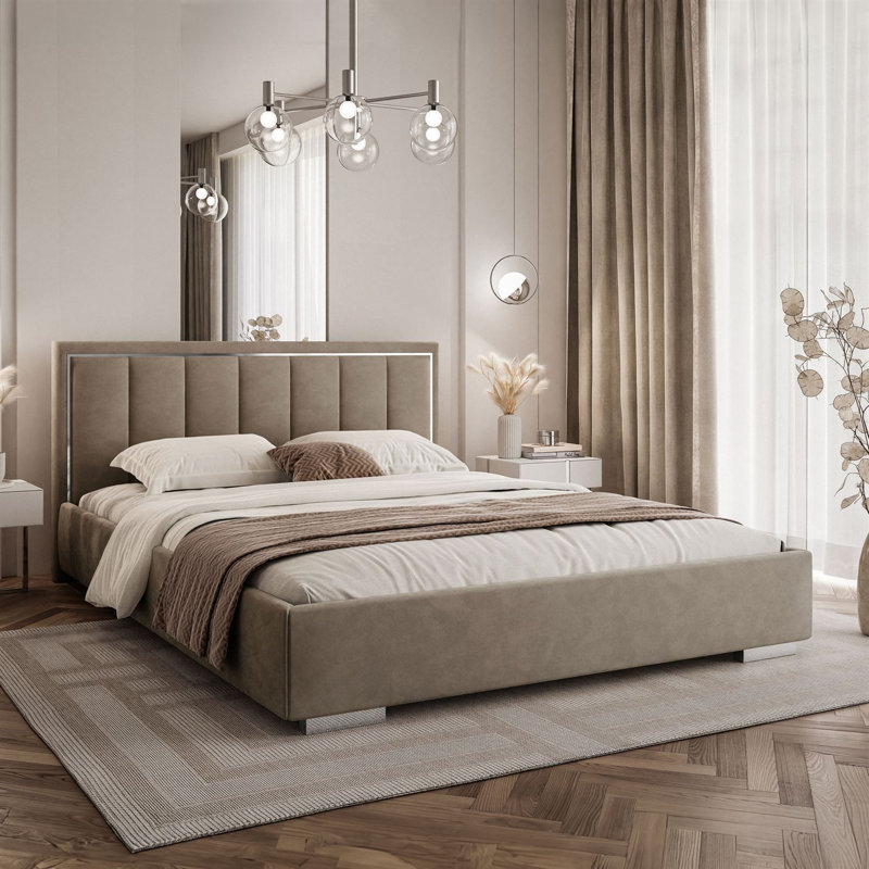 Upholstered Ottoman Bed, Small (130 x 205 cm), Camel