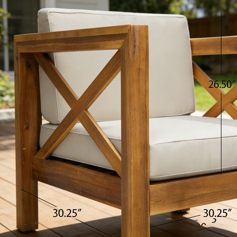 Chaise de patio pour club, Beige, Teck