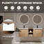Meuble-lavabo mural avec double lavabo en céramique, rangement ouvert et porte à fermeture en douceur-490852373