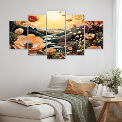 Ensemble de 5 pièces d'art mural - pavot