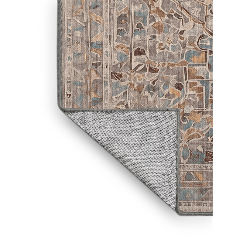 Machine Washable Gray Area Rug, Rectangle 3' x 5'
