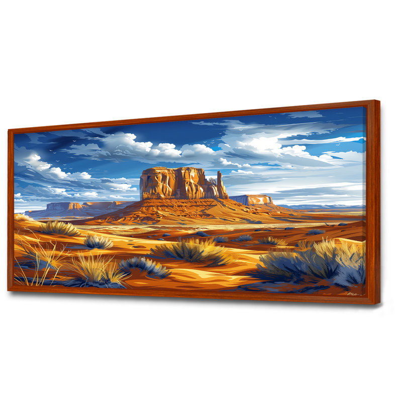 Margrid - Desert Wall Art, Brown Floater Framed Canvas, 28" H x 60" W x 1.5" D