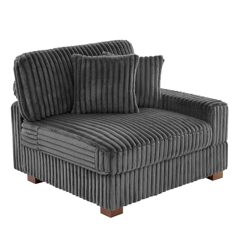 Upholstered Side Chair with Footstool, Grey