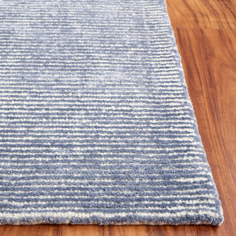 Tapis gris / bleu clair en viscose / laine / coton touffeté à la main Wibbo, Rectangle 9 pi x 12 pi